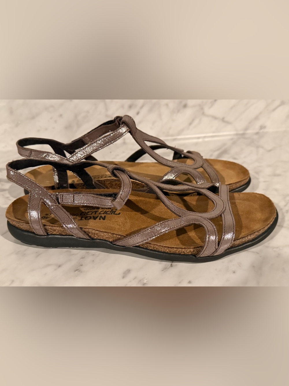 Naot Dorith Sandal - Elegant Flats Collection - Silver Threads - Size 9-9.5 - Picture 3 of 13